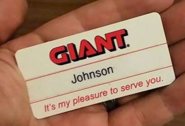 funny picture of a business card for Giant Johnson