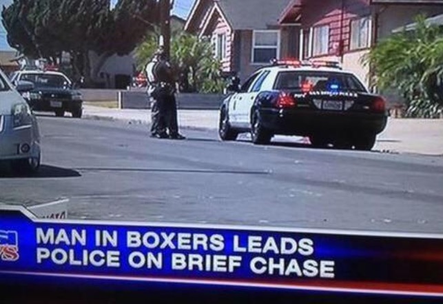 man in boxers leads police on brief chase - a Man In Boxers Leads S Police On Brief Chase