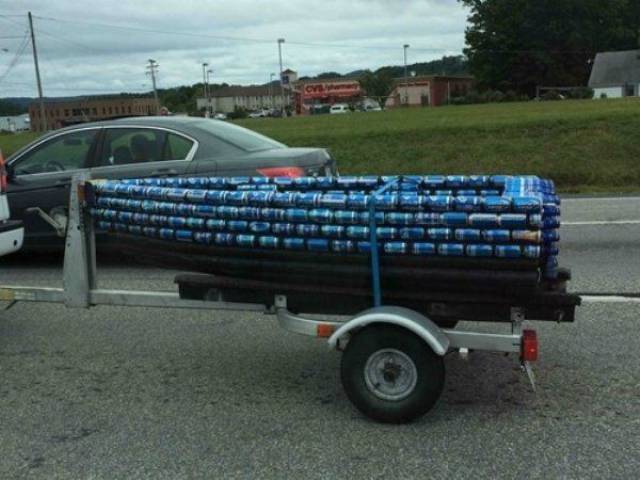 boat made out of beer