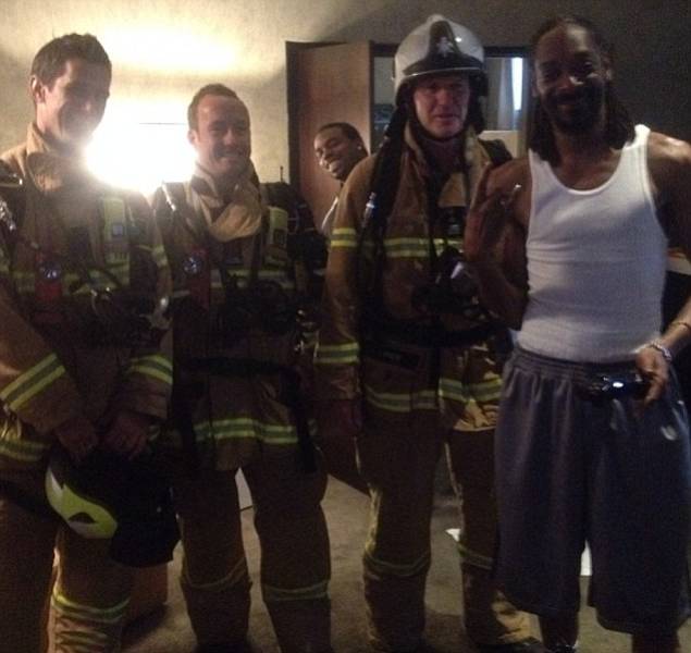 Snoop-dog and a bunch of firefighters.