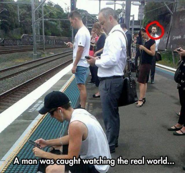 cool best funny pictures in the world - A man was caught watching the real world...