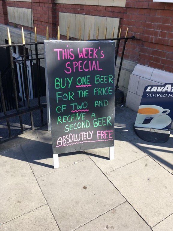 buy one beer for the price of two stonks - This Week'S Special Lava Served H. Buy One Beer For The Price Of Tino And Receive A Second Beer Absolutely Free