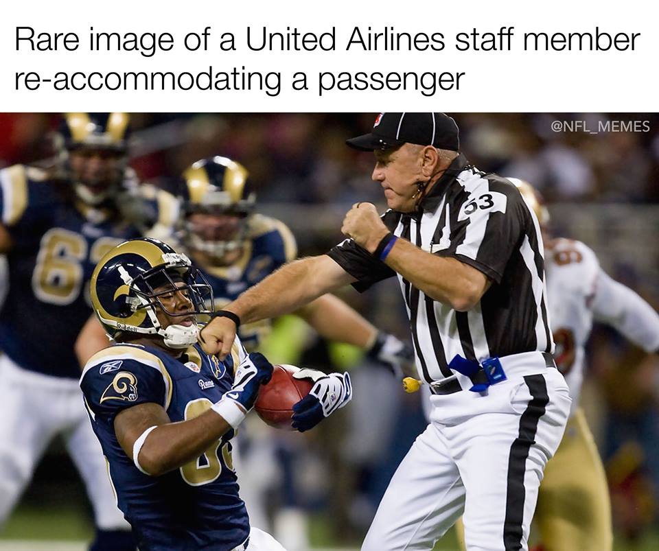 funny nfl football - Rare image of a United Airlines staff member reaccommodating a passenger 53 Bank