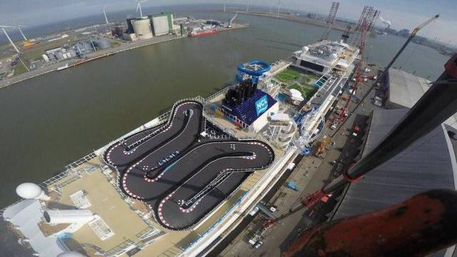 Most awesome picture of the best go-kart track in the world, which is on a cruise ship.