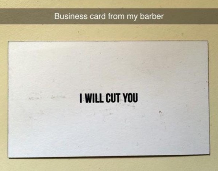 paper - Business card from my barber I Will Cut You