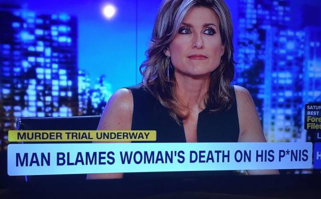 News screen shot of man who blames woman's death on his penis.