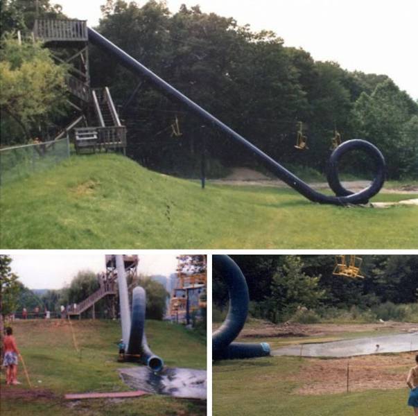 Kids slide that has an awesome loop at the bottom.