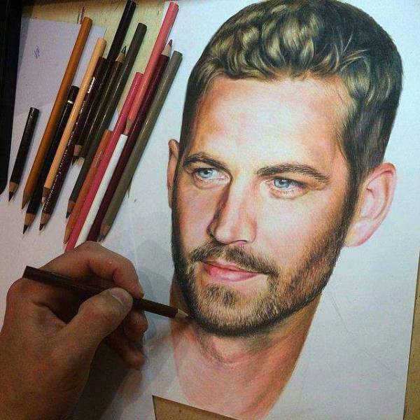 Very realistic looking artwork of that dude from Fast and Furious who died in a car accident.