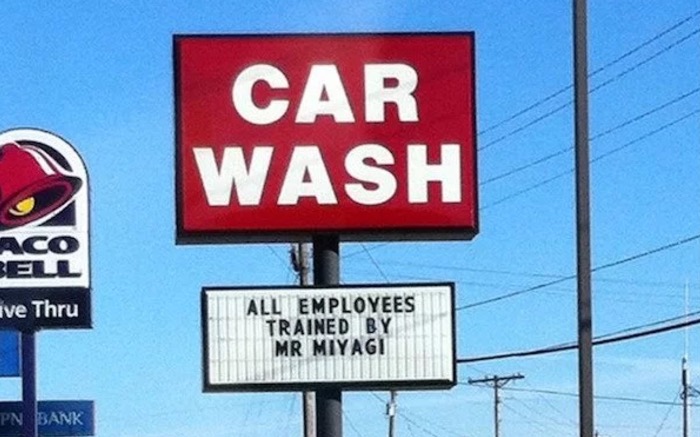 taco bell - Car Wash Co ive Thru All Employees Trained By Mr Miyagi Pn Bank