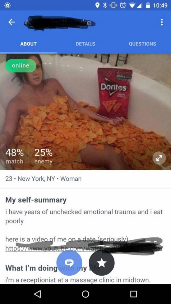 neckbeard dating site cringe - 0014 About Details Questions online Doritos 48% 25% match enemy 23. New York, Ny. Woman My selfsummary i have years of unchecked emotional trauma and i eat poorly here is a video of me on a date seriously What I'm doing with