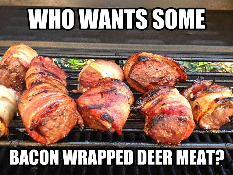 barbecue - Who Wants Some Bacon Wrapped Deer Meat?