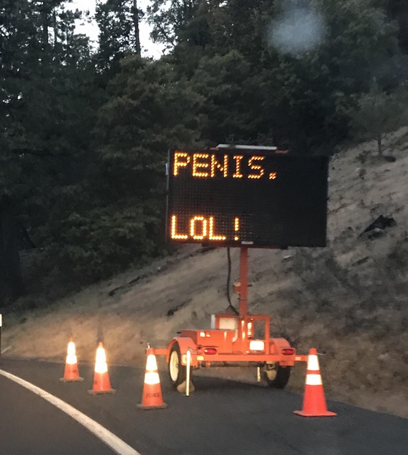Someone made immature use of the traffic sign.
