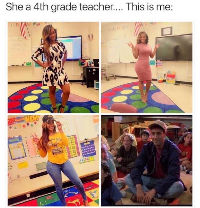 hot 4th grade teachers meme with Adam Sandler paying attention in the class.