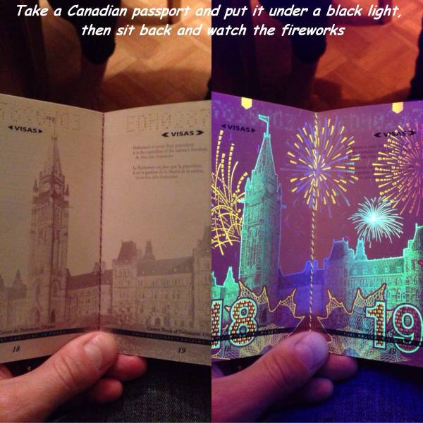 random pic canadian passport under black light - Take a Canadian passport and put it under a black light, then sit back and watch the fireworks Visasi Visas