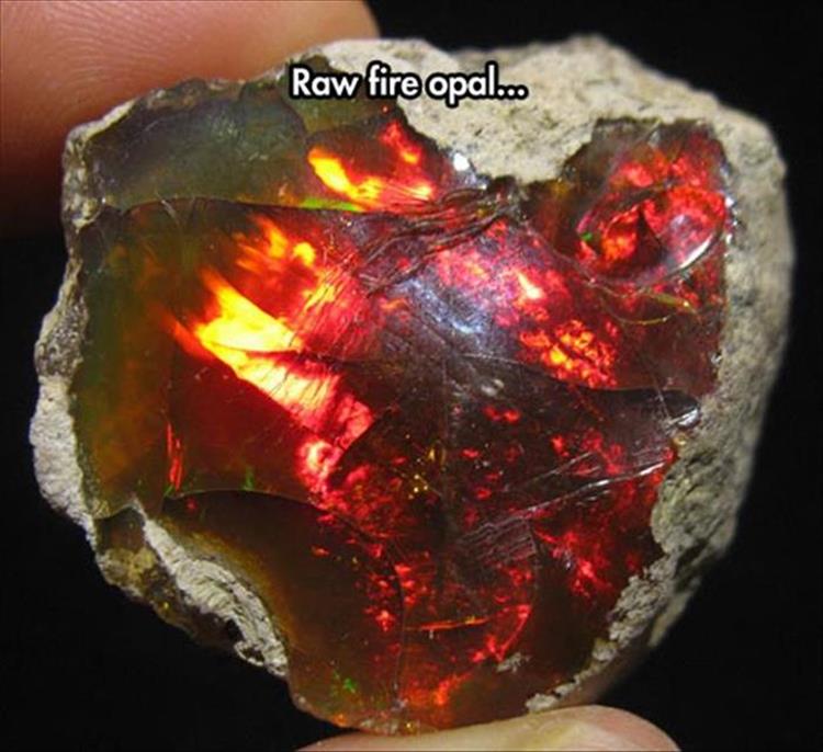 Opal that looks like it has captured fire.