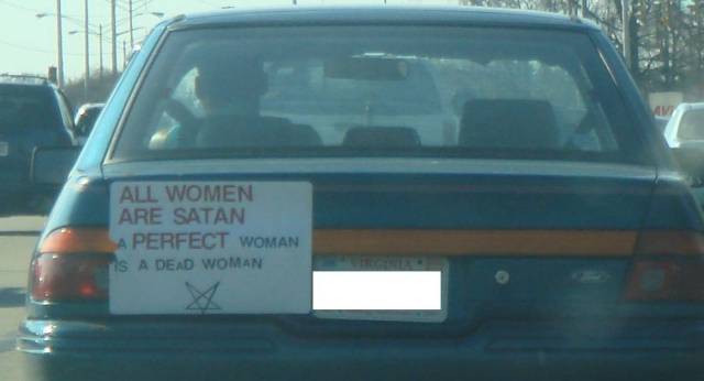 satan car sticker - All Women Are Satan A Perfect Woman Is A Dead Woman