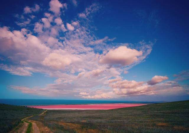 Spencer Lake, Australia

This bubblegum pink lake in Australia may not seem natural, but it actually gets its neon color from a chemical called carotene, which is produced by algae.
