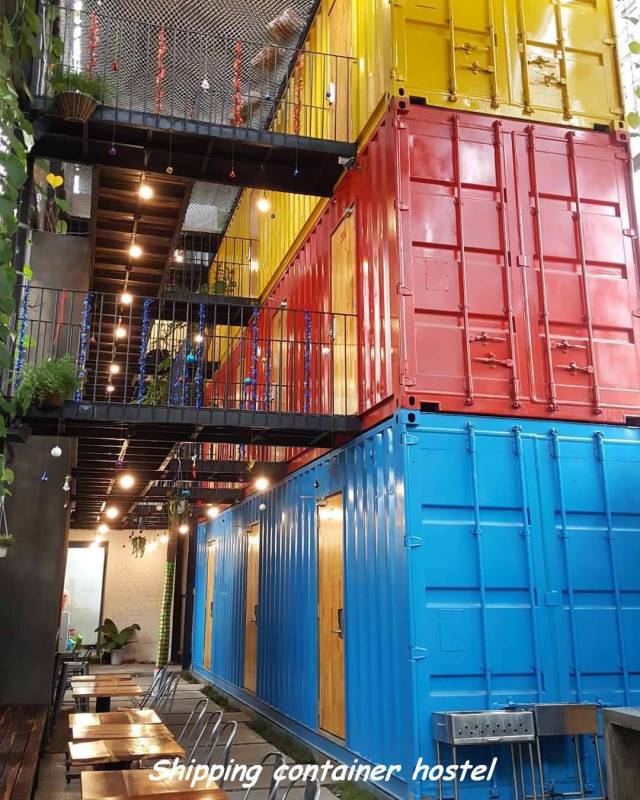 Cool picture of a youth hostel made out of shipping containers