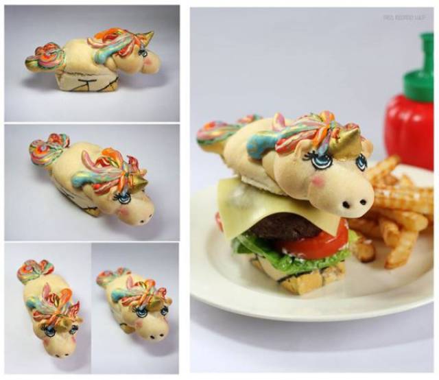 creative food unicorn burger