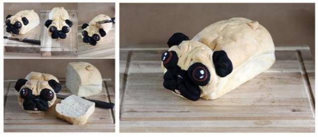 creative food pug bread