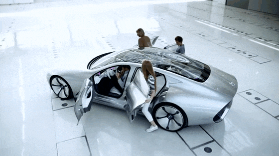 Cool GIF of getting into a Mercedes car
