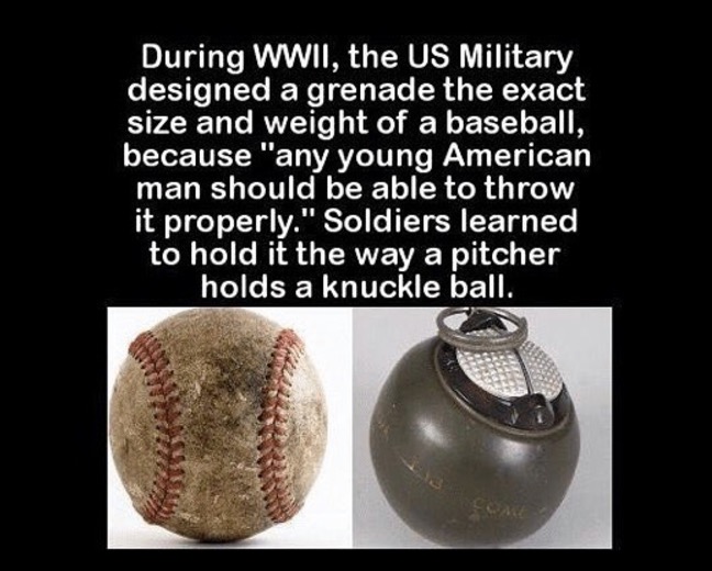 WW2 fun fact about how the US Military designed Grenades the exact weight and size of a baseball