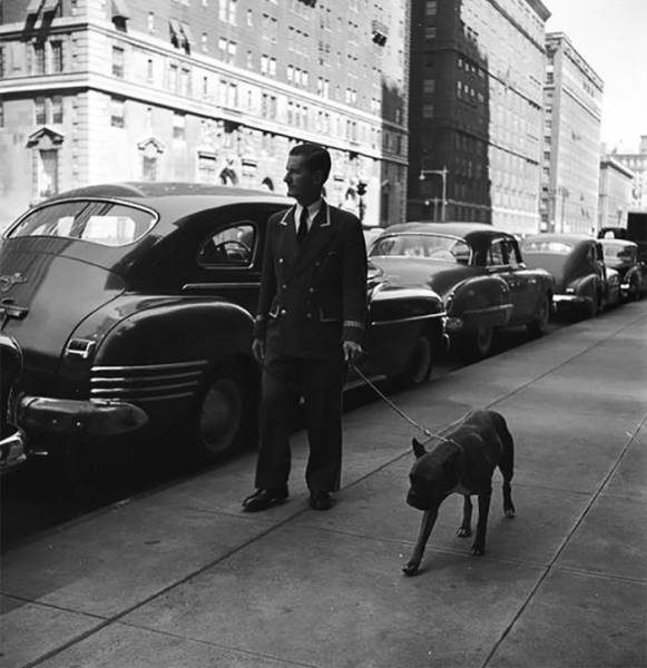 Doorman Walking Dog, 1949