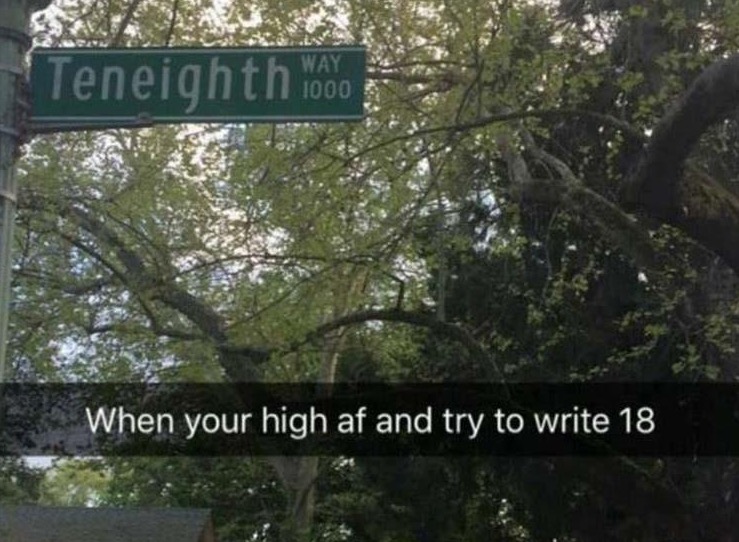 Humour - Teneighth Woo When your high af and try to write 18