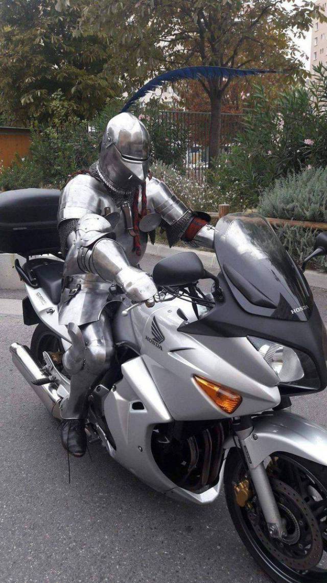 cool random knight riding motorcycle meme