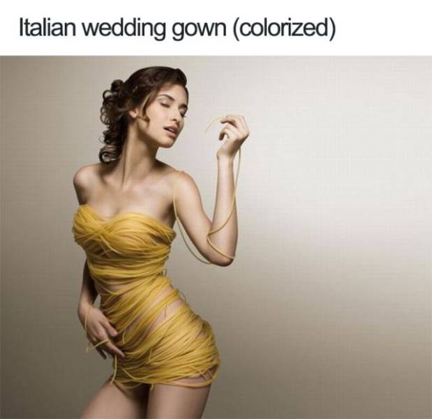 italian joke - Italian wedding gown colorized