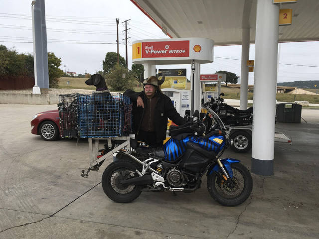 prepper on his motorcycle