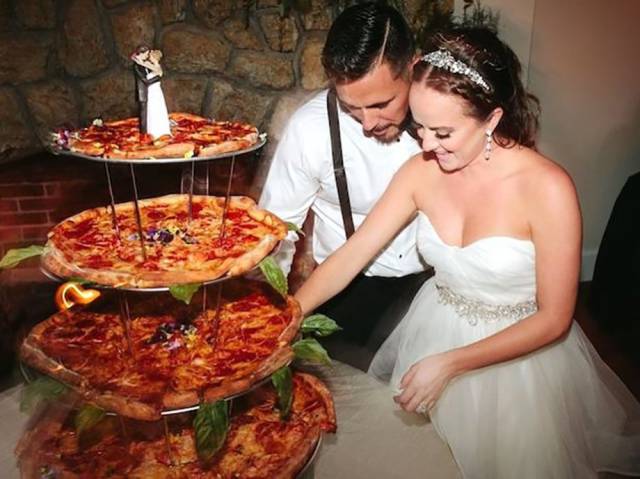 pizza layer cake wedding