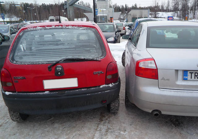 If you live in a big city, you understand how finding a parking spot can be a pain in the ass. One of the most frustrating parking problems is when you see the perfect spot, just to find a tiny Smart Car is hidden in the spot.

One man was frustrated when some jack-ass started stealing his assigned employee parking spot every day. He waited for the perfect time to get his revenge and executed it perfectly. “I work for a small business, in a very busy area of North London. Behind our building, there is a very small car-park that holds 8 cars, which are divided evenly between us and a neighboring business. We have to pay about £1200 a year each in order to reserve one of the spaces, which isn’t a problem as driving is an important aspect of our work, and we are frequently in and out of the office multiple times a day. The car-park itself is controlled by a company, however, because it is so small, and because there are only ever the same 8 cars in there, they never actually turn up to enforce anything unless we ask them to.”

“Now, about 7 weeks ago an unknown vehicle started appearing in the car-park. Every day. Always in MY FUCKING SPACE.”