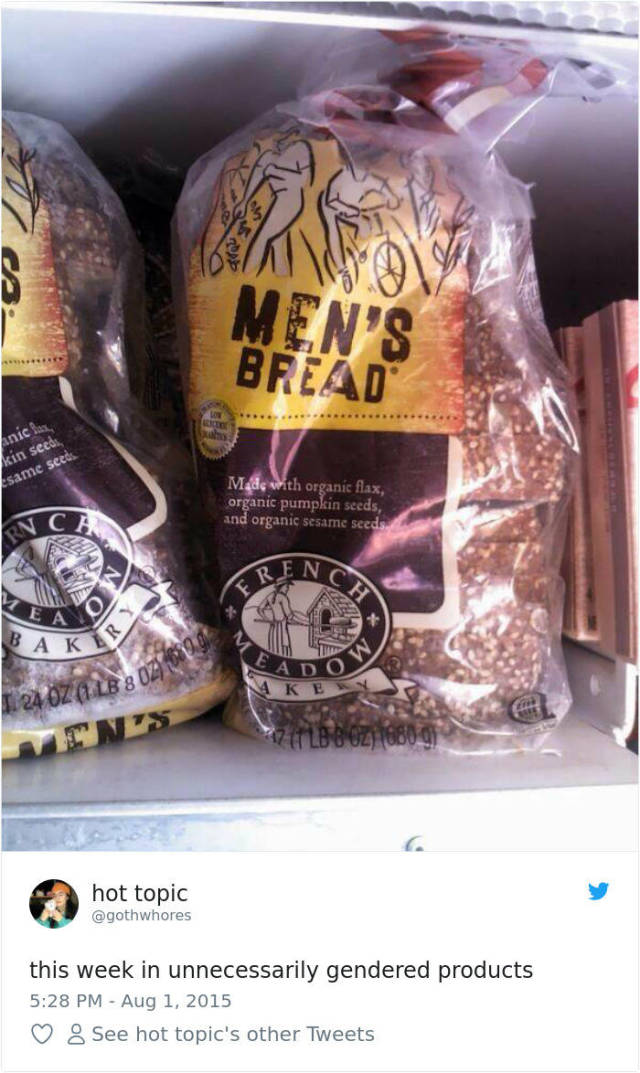 pointlessly gendered products - En'S Bread Anic lex whes kin seeds Esame seeds Made with organic flax, organic pumpkin seeds, and organic sesame seeds N Ren Fr Ea Bak Car Ado Ke L 24 Oz 1 Lb 802 Nys 17 1B 802 0009 hot topic this week in unnecessarily gend