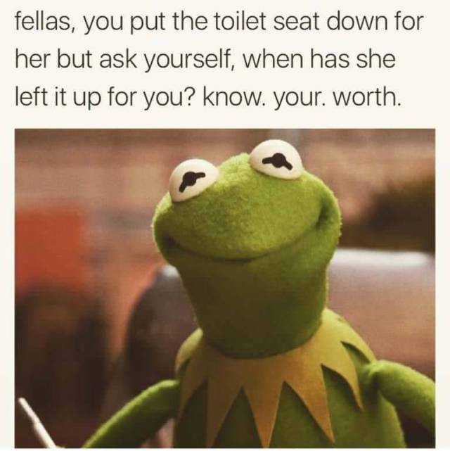 does she put the seat down for you know your worth - fellas, you put the toilet seat down for her but ask yourself, when has she left it up for you? know. your worth.
