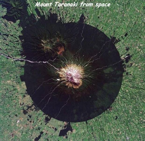 grass - Mount Taranaki from space