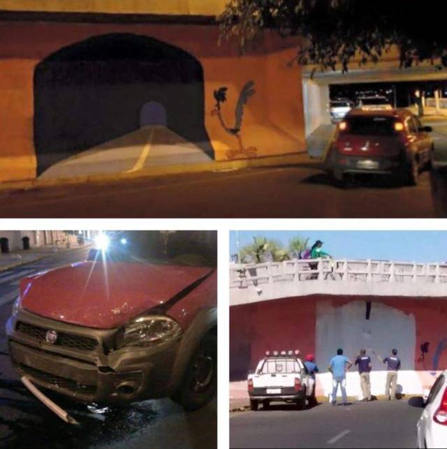 road runner tunnel crash