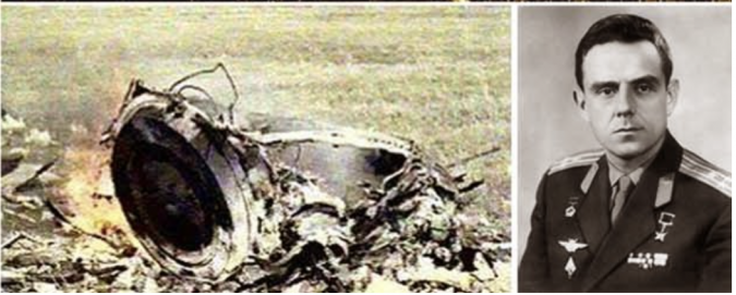 The remains of the astronaut Vladimir Komarov, a man who fell from space, 1967. –coxeta

Komarov knew the space capsule wasn’t flight-ready, but also knew that if he declined to fly, his backup and best friend Yuri Gagarin would have to make the fatal trip instead. Komarov decided to sacrifice himself, and refused to let Gagarin board the vessel during takeoff. As the capsule inevitably malfunctioned and fell from orbit, with Komarov headed to his doom, US listening posts in Turkey heard him crying in rage and “cursing the people who had put him inside a botched spaceship.”