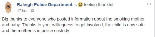 The baby is now in the custody of child protective services department.