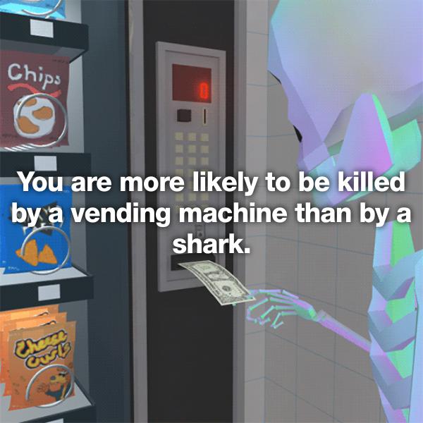 dancing vending machine gif - Chips You are more ly to be killed by a vending machine than by a shark.