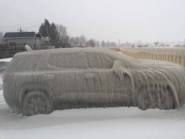 st ignace car in ice