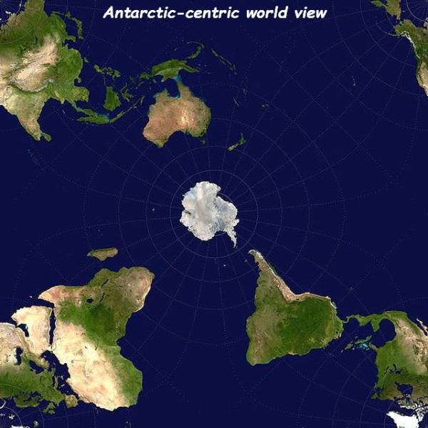 1f4g6b8t5 awesome map projection showing the world with Antarctic-centric view.