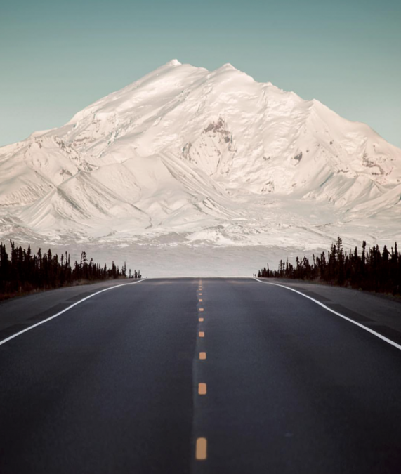 This amazing road leads to Mount Drum in Alaska.