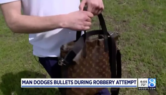 But even with a gun aimed at him, Jerad did not hand over his bag. He then told the robber, “You’re not getting my Louis Vuitton. I worked very hard for this and this bag I’ve had forever and it means a lot to me.”
“I wasn’t about ready to relinquish it to some thug that was going to demand it from me … I paid $1,700 for it. I love Louis Vuitton,” He said to a local news station.