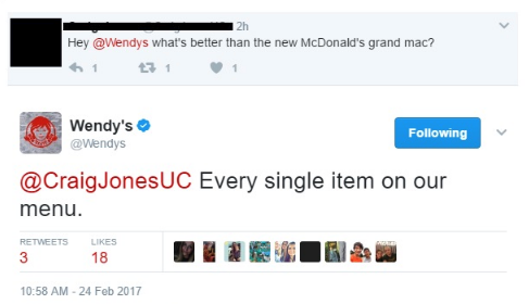 web page - Hey what's better than the new McDonald's grand mac? 61 71 1 Wendy's ing Jones Uc Every single item on our menu. 18