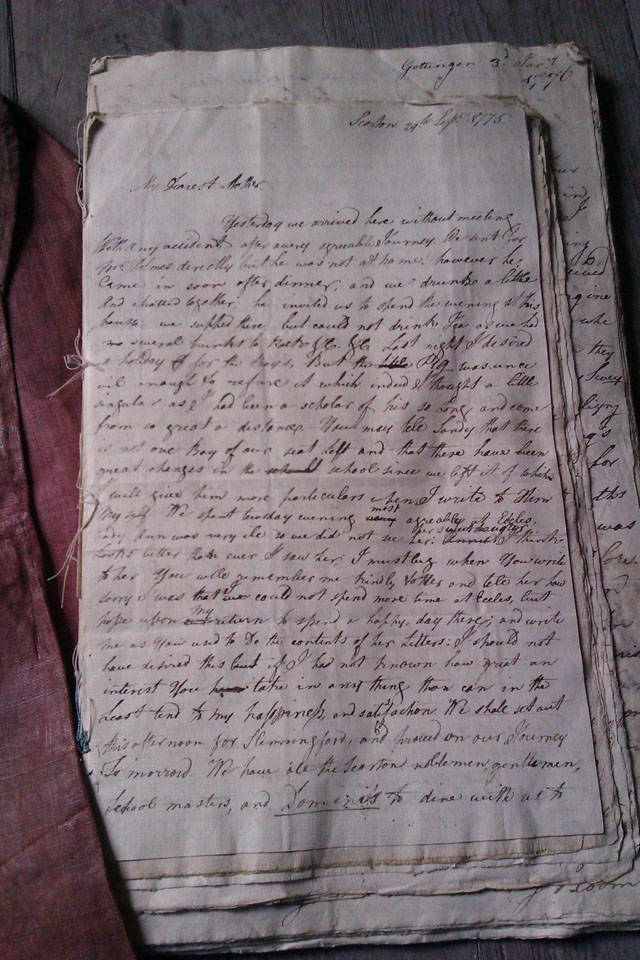 The letters are from a son to his mother from 1775 to 1778, written while he is studying in Germany.