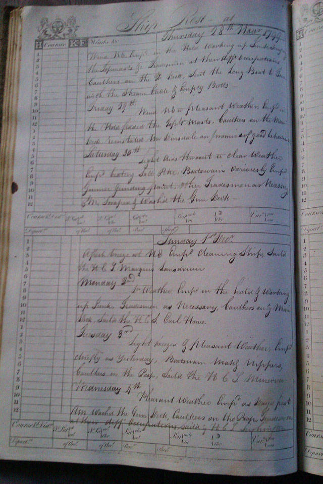 There were about ten Ship's logs, This is the front page of Captain Wemyss Orok's log for The Rose