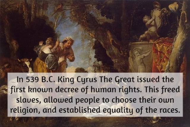 antonio maria vassallo cyrus - In 539 B.C. King Cyrus The Great issued the first known decree of human rights. This freed slaves, allowed people to choose their own religion, and established equality of the races.
