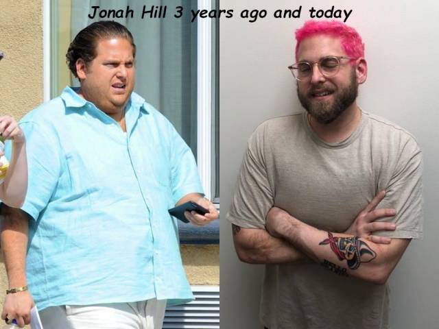 jonah hill pink hair - Jonah Hill 3 years ago and today