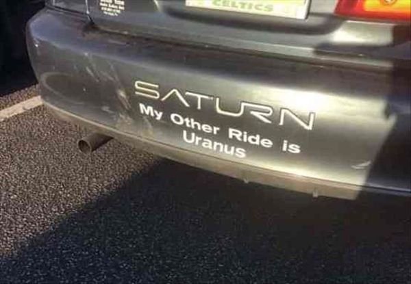 vehicle registration plate - Saturn My Other Ride is Uranus